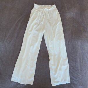 🤍 White/Cream High-Waisted Linen Pants – Size S/M